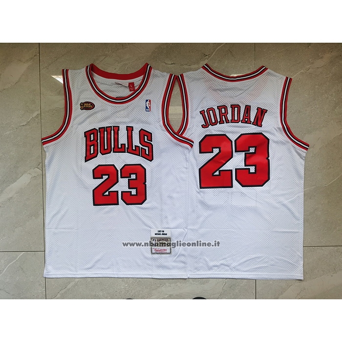Maglia Chicago Bulls Michael Jordan #23 Mitchell & Ness 1998 NBA Finals Bianco